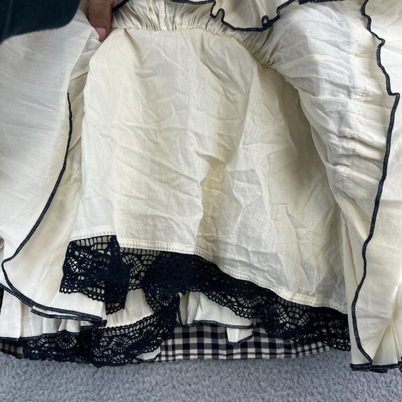 Odille Anthropologie Women’s Blue & cream Plaid Pleated Flared Skirt 2 - Picture 8 of 11